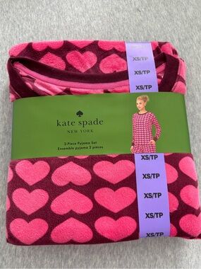 kate spade Girls' Hot Pink and Magenta Heart 2-Piece Pajama Set